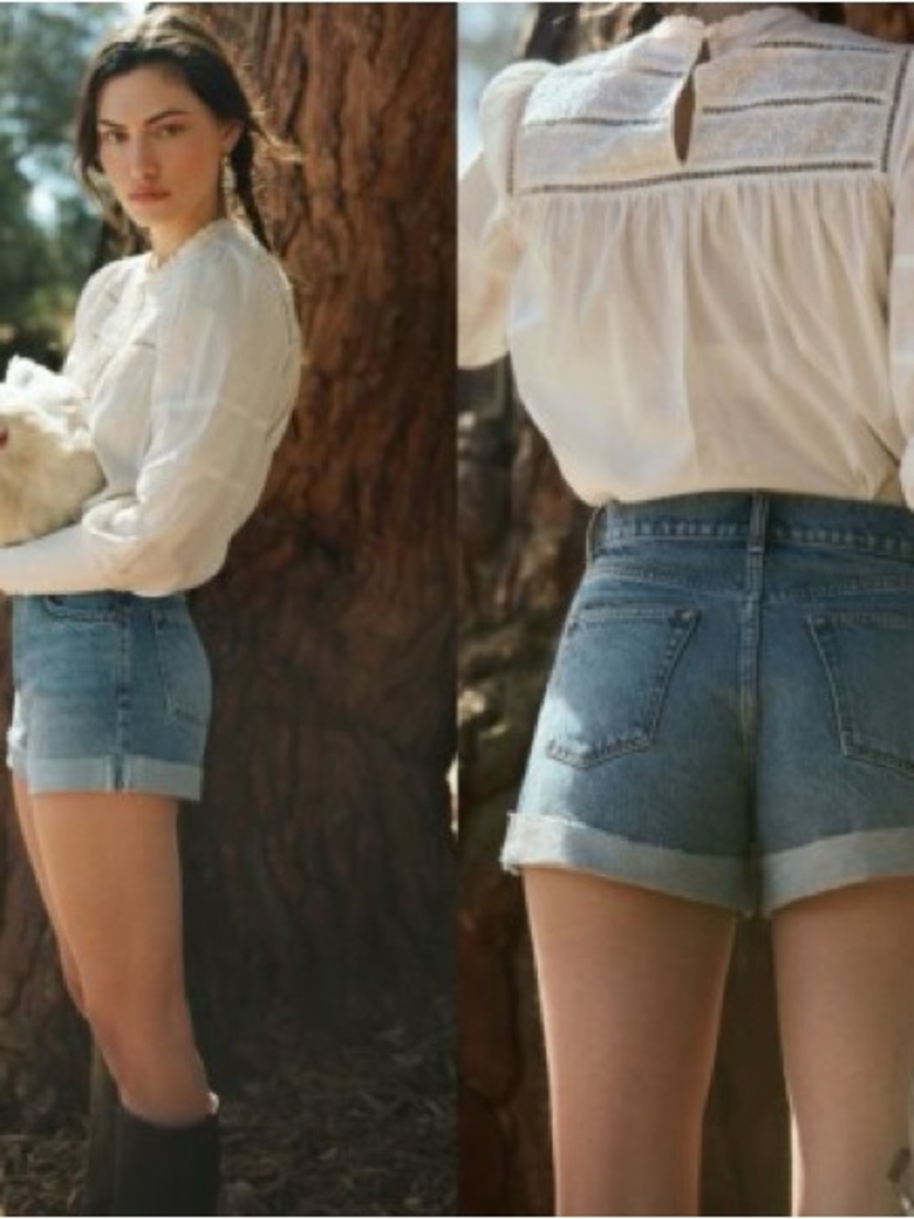 Reformation Charlie Cuffed High-Rise Denim Jean Shorts